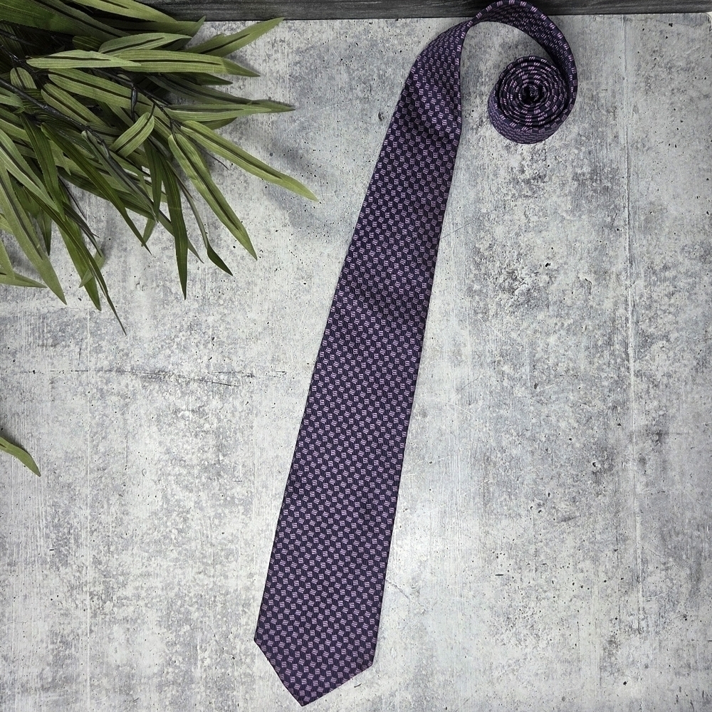Brooks Brothers | Navy Blue & Purple Square Box Print Silk Tie